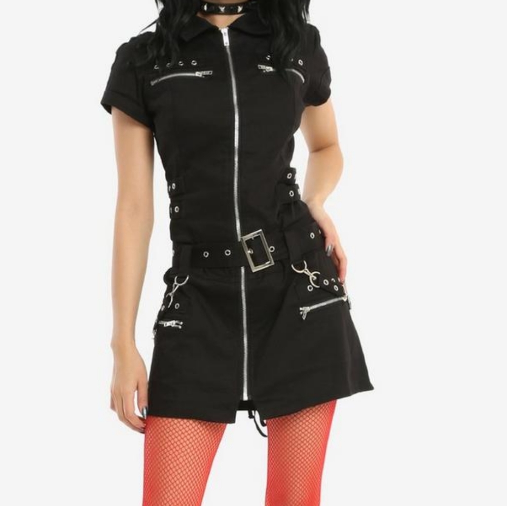 Hot Topic Hearts and Roses Zipper Bondage Dress (NWOT)